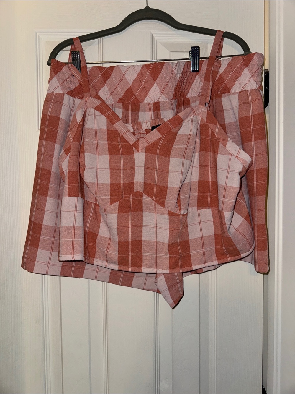 torrid Rust and Cream Plaid Crop Tank and Shorts Set